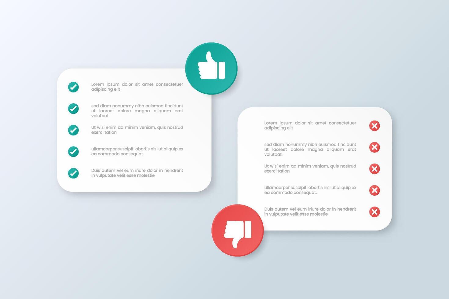 Approval and Disapproval Positive vs. Negative Feedback with Checkmarks vector