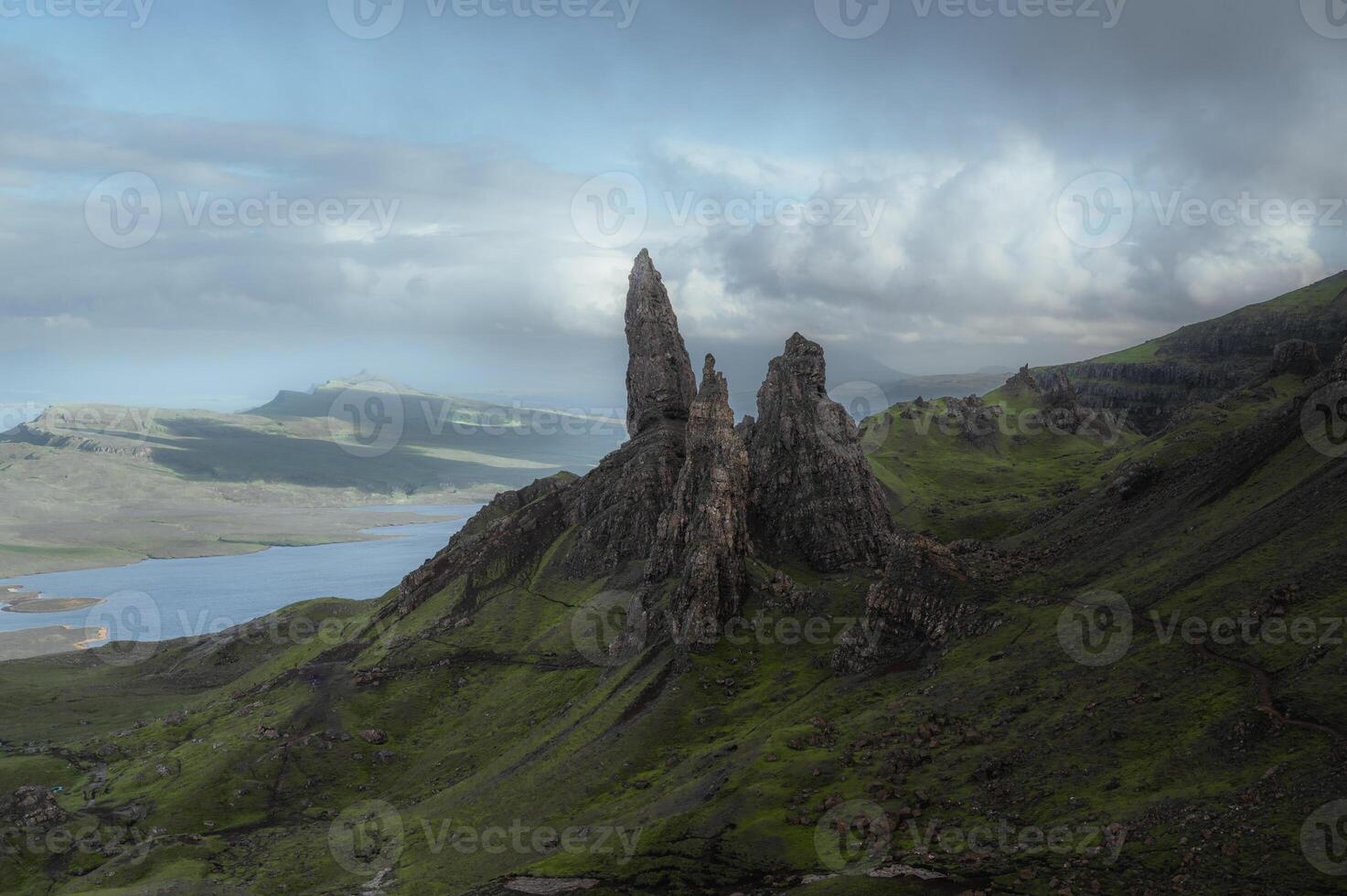 Closeup of old man of storr. Moody shot of Isle of skye. photo
