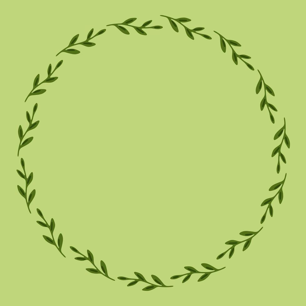 Flat Green Leaf Wreath Frame vector