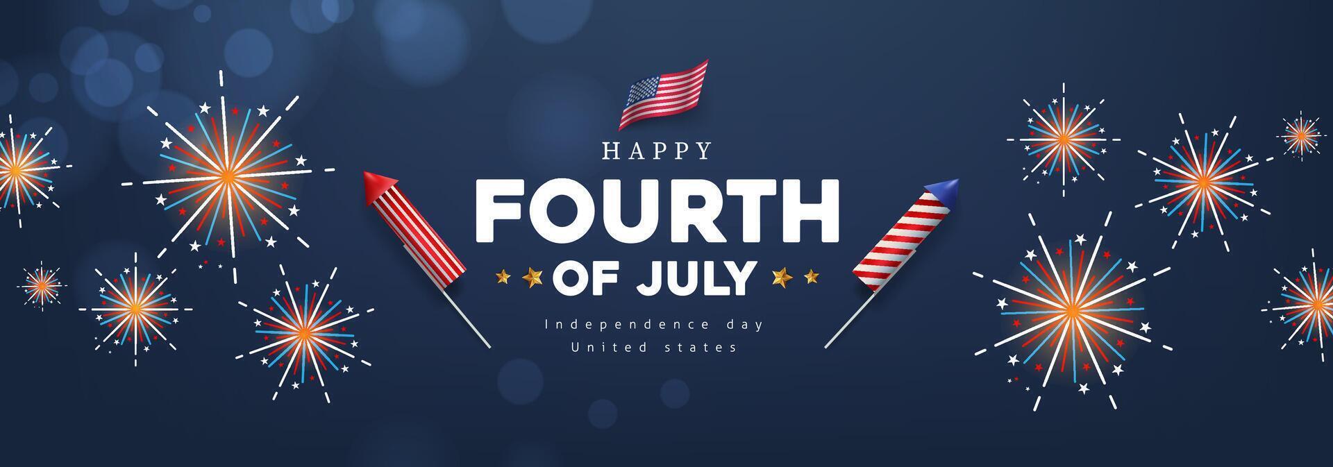 Fourth of July fireworks celebration vector