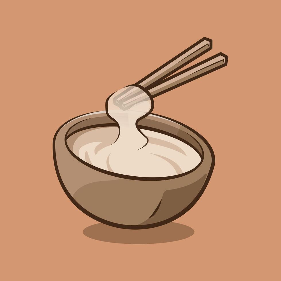 Digital Asset of Papeda Food Cartoon Illustration Available for Sticker and Background Design vector