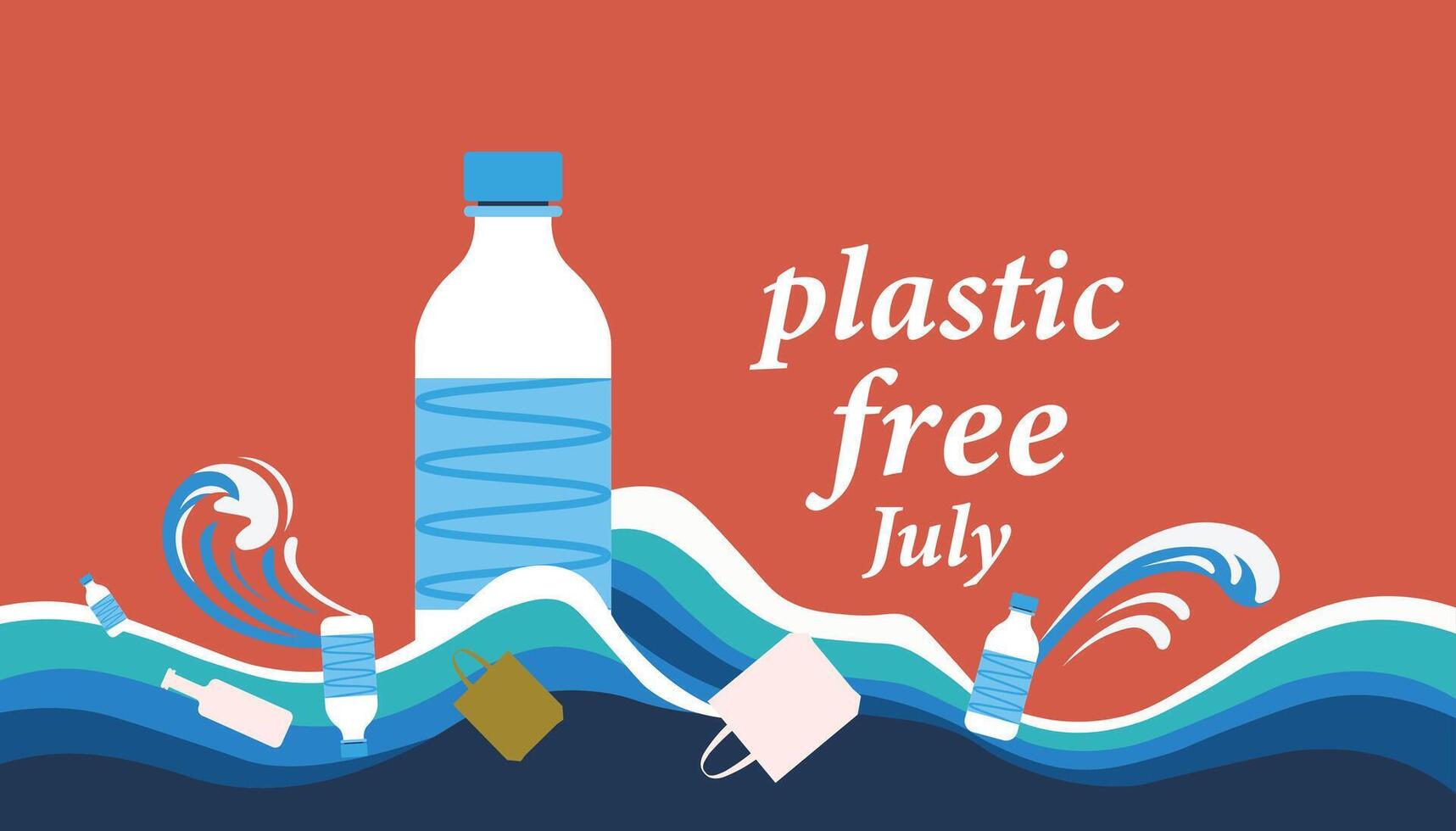 Plastic Free July design templet vector