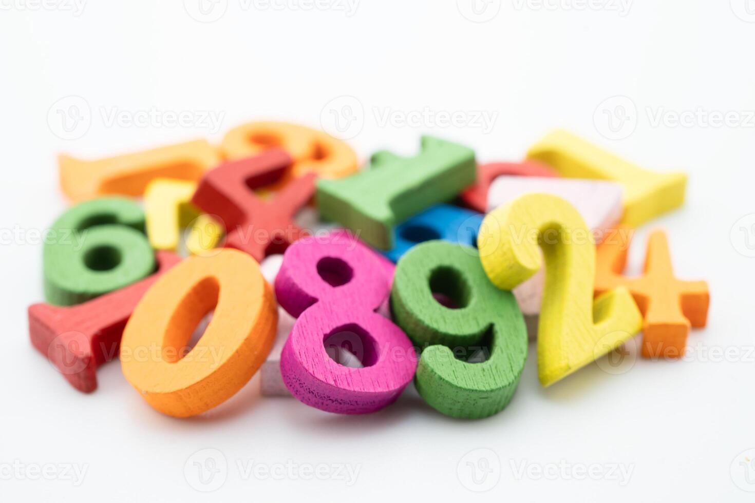 Number wood block cubes Mathematic photo