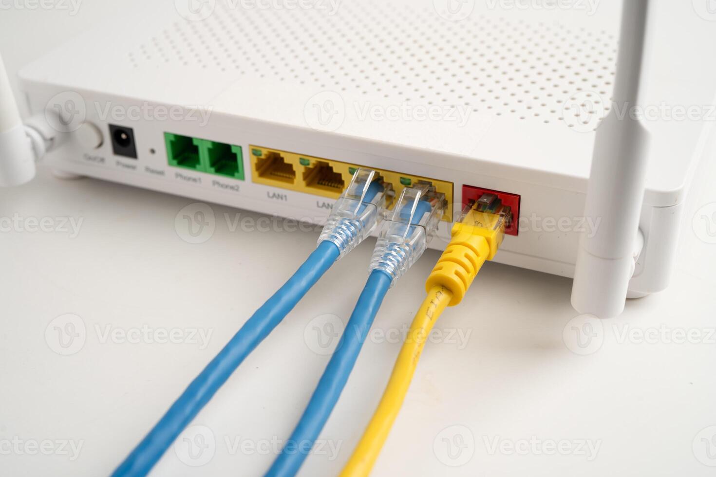 Ethernet cable with wireless router connect to internet service provider photo