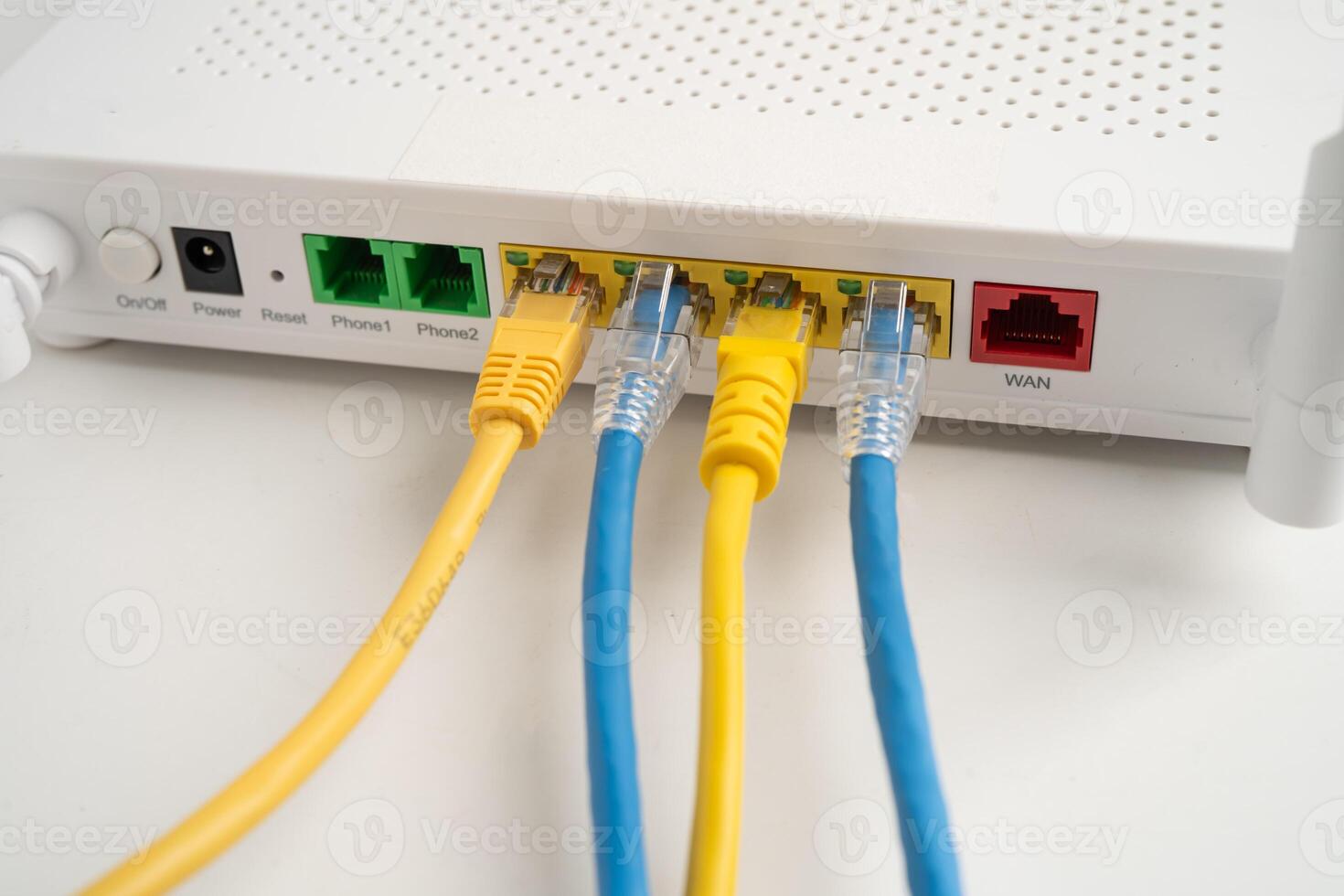 Ethernet cable with wireless router connect to internet photo
