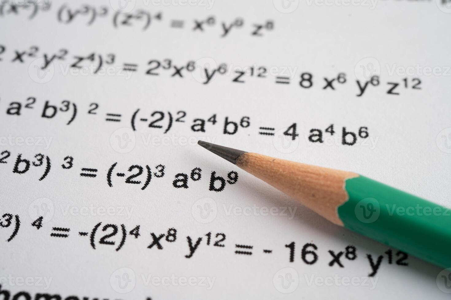 Pencil on mathematic formula test photo