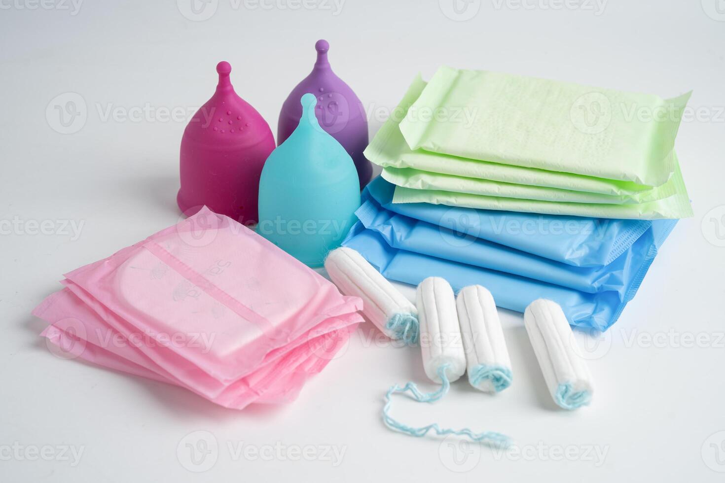 Sanitary hygiene set for women menstrual period cycle protection. photo