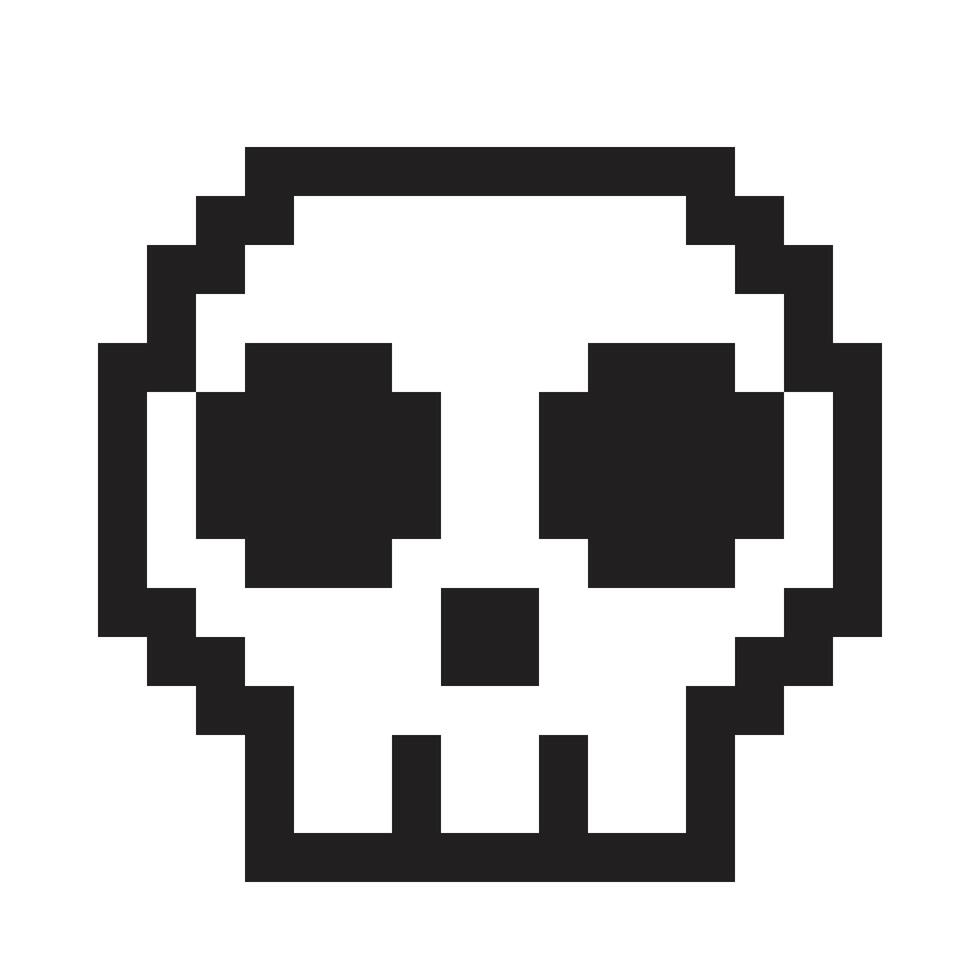 Black and white Pixel Skull vector