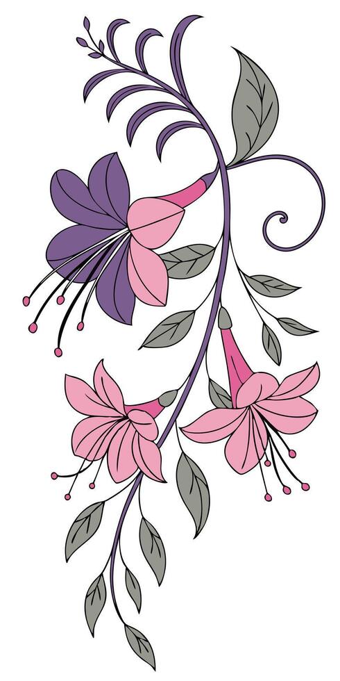 Close-up of the Verbena flower arranged beautifully and decorated with vines vector