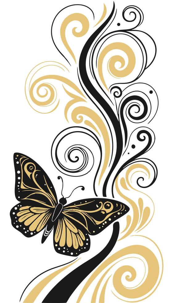 Swirling smoke patterns in vibrant black and gold hues vector