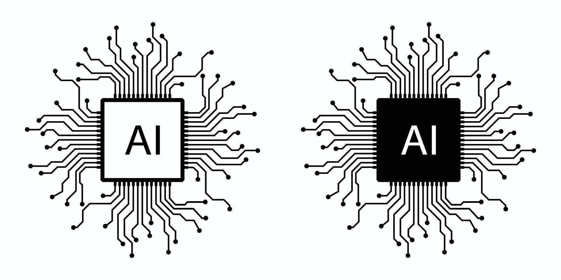 Two ai chips in black and white on a white background vector