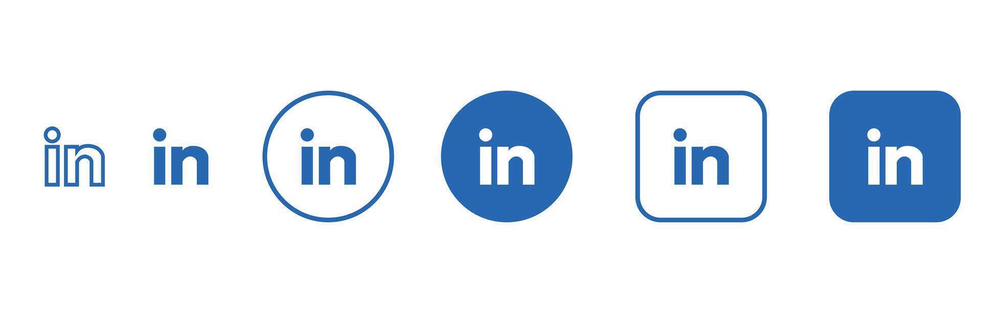linkedin logo icons in blue and white for professional network use. editorial only. vector