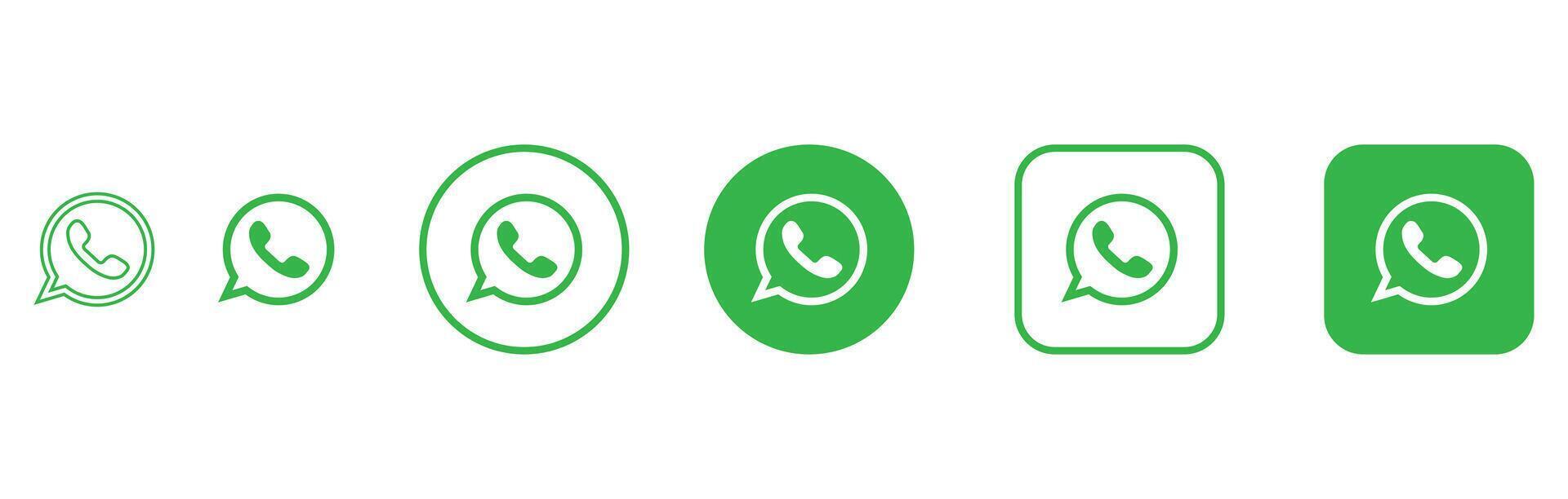 whatsapp logo set in editable stroke vector