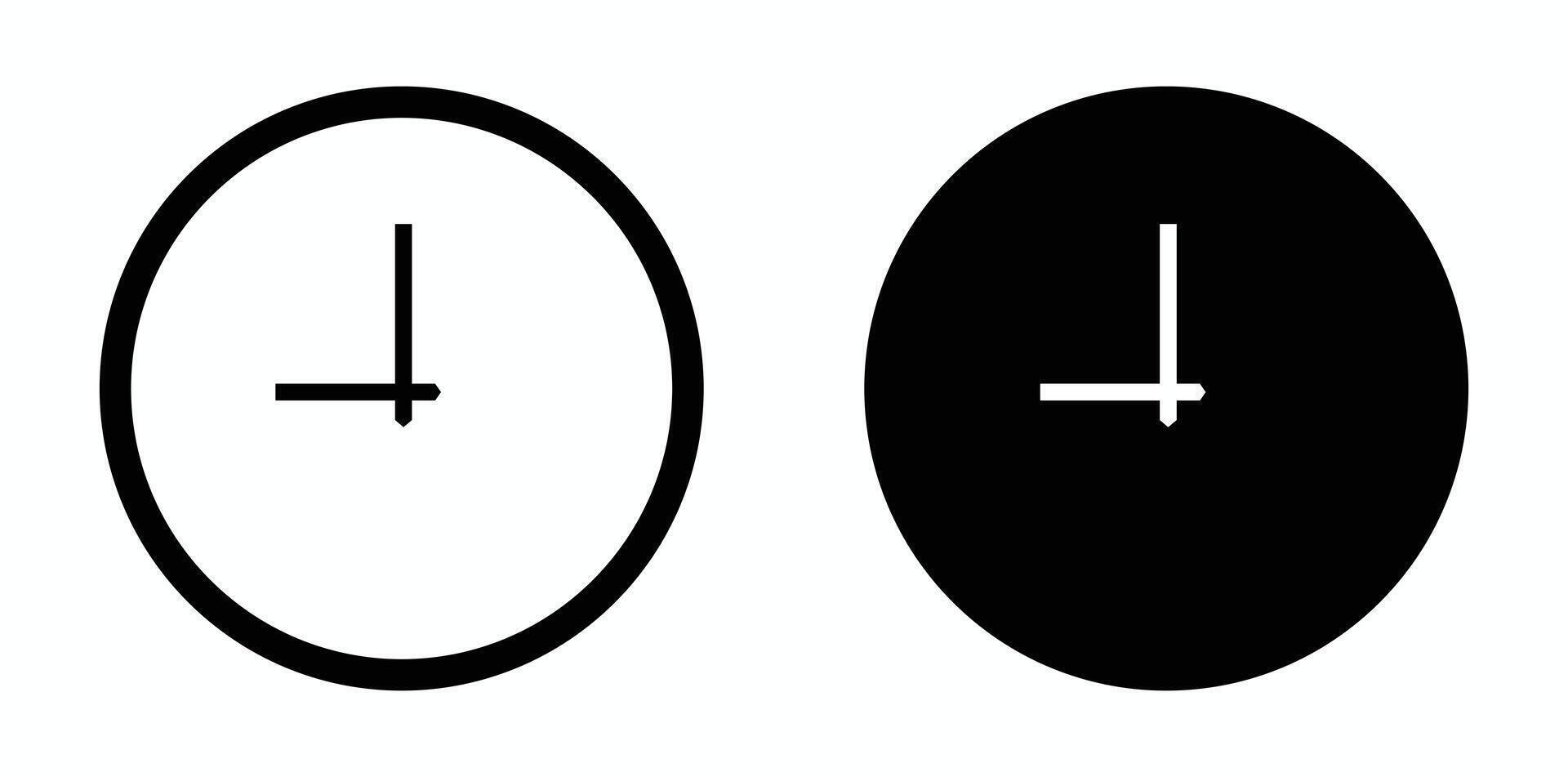 clock icons one white and one black version vector