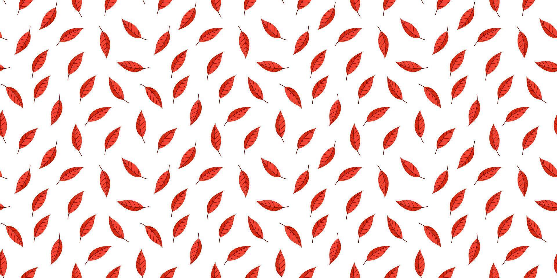 A Beautiful Seamless Red Leaf Pattern Set on a Crisp White Background for Aesthetic Appeal vector
