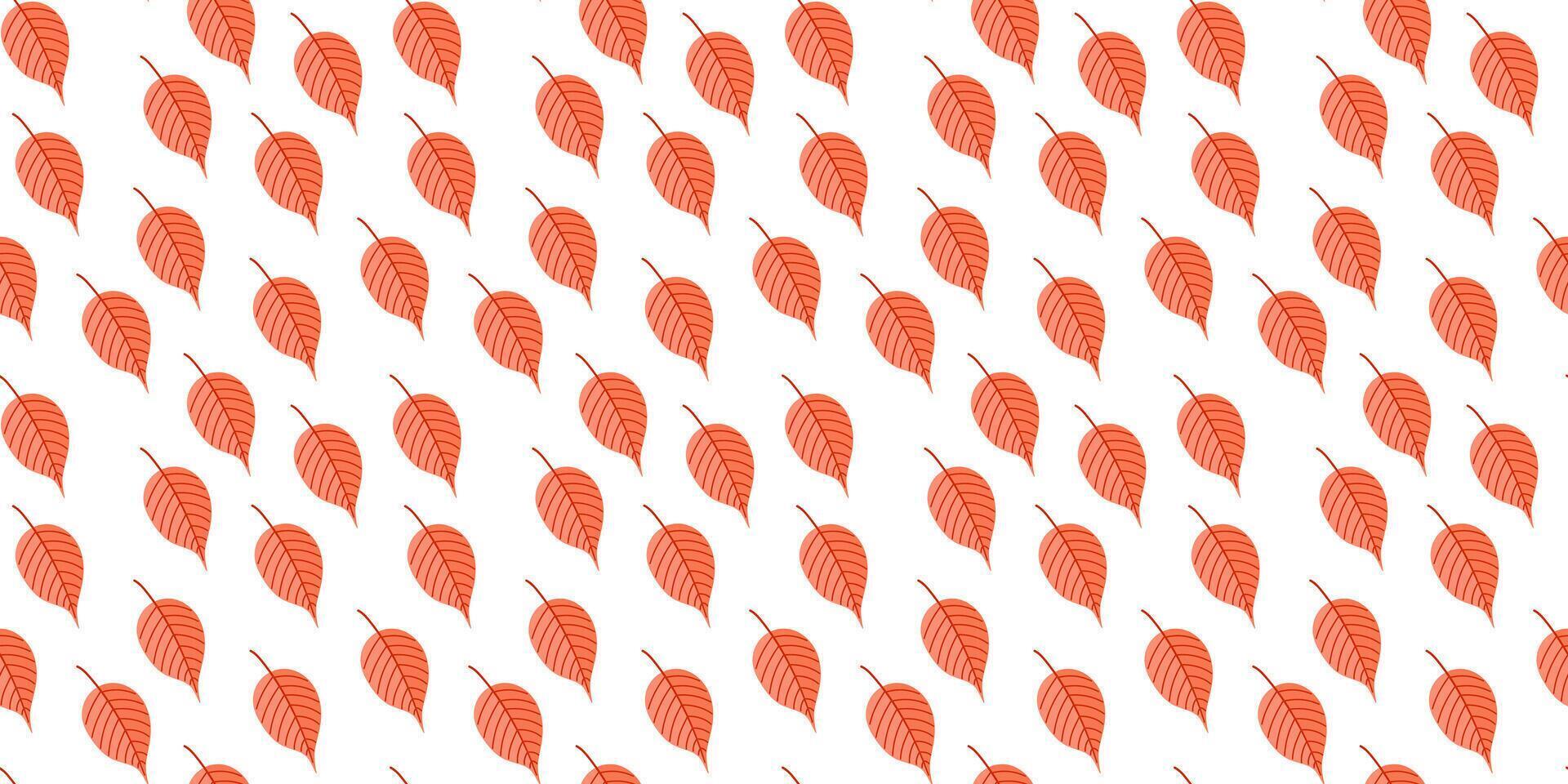 Seamless Autumn Pattern with Orange Leaves on White Background vector