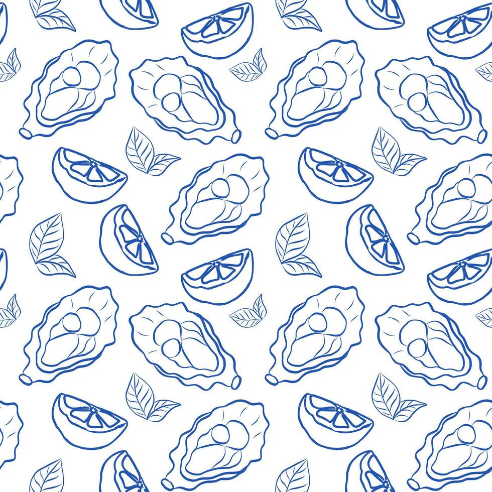 Stylized design with oysters and lemons intertwined, showcasing artistic flair and a beachy vibe vector
