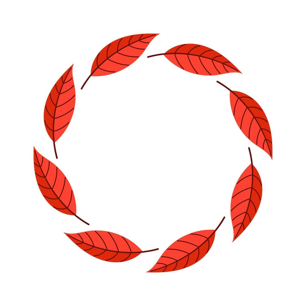 The Circular Arrangement of Beautiful Red Leaves That Define Autumns Essence and Charm vector