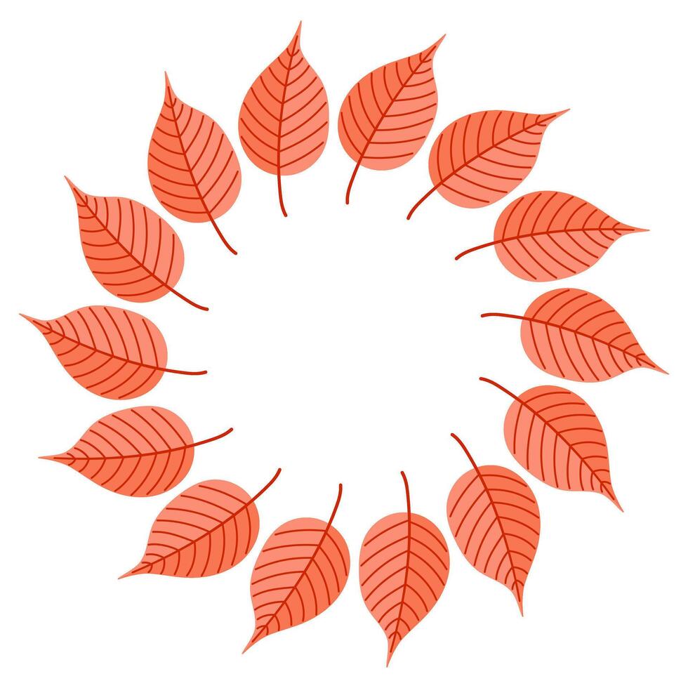 A Mesmerizing Circular Arrangement of Autumn Leaves Displaying Vibrant Orange Hues vector