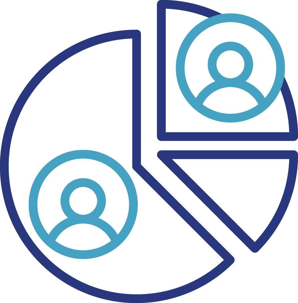 Data management analysis icon demographic market studies, audience segmentation, or resource allocation centered on individuals or group vector