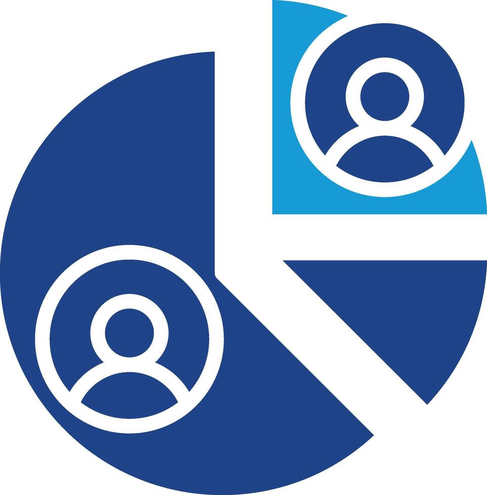 Data management analysis icon demographic market studies, audience segmentation, or resource allocation centered on individual vector