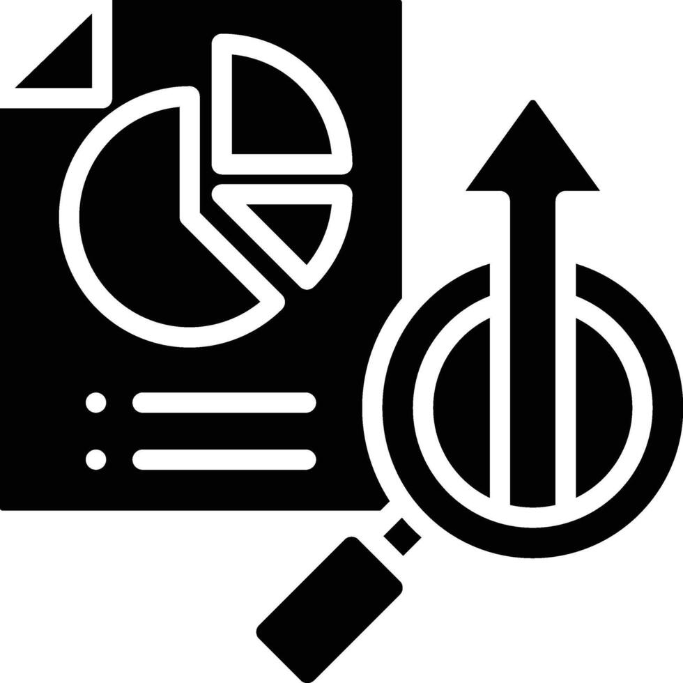 Single icon related to data analysis, market research, evaluation based on findings with the main goal of achieving growth vector