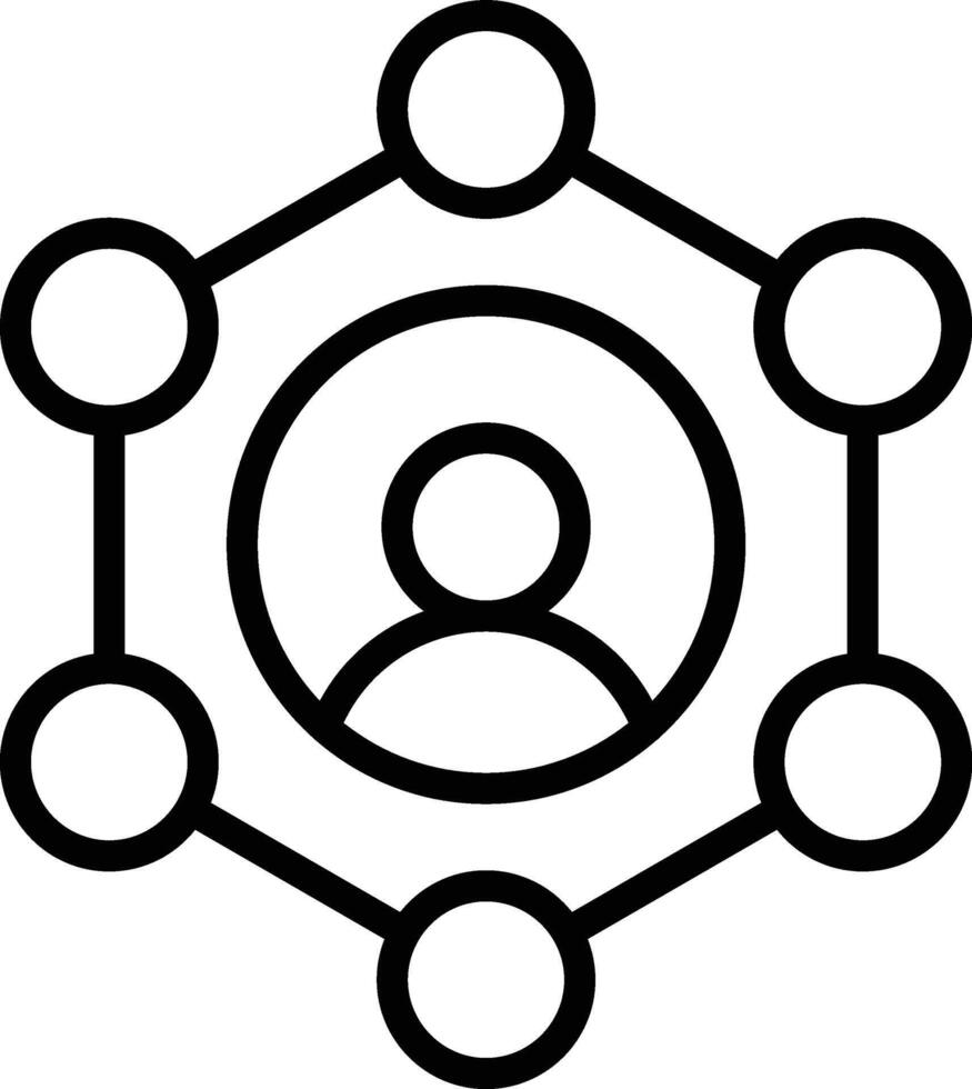 Icon of a network connectivity system centered on a key entity, be it an individual, an organization, or even an idea vector