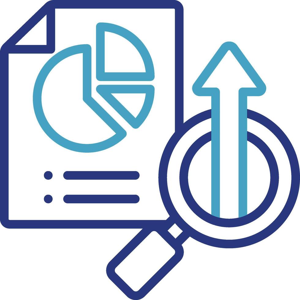 icon represents related to data analysis, market research, evaluation based on findings with the main goal of achieving growth vector