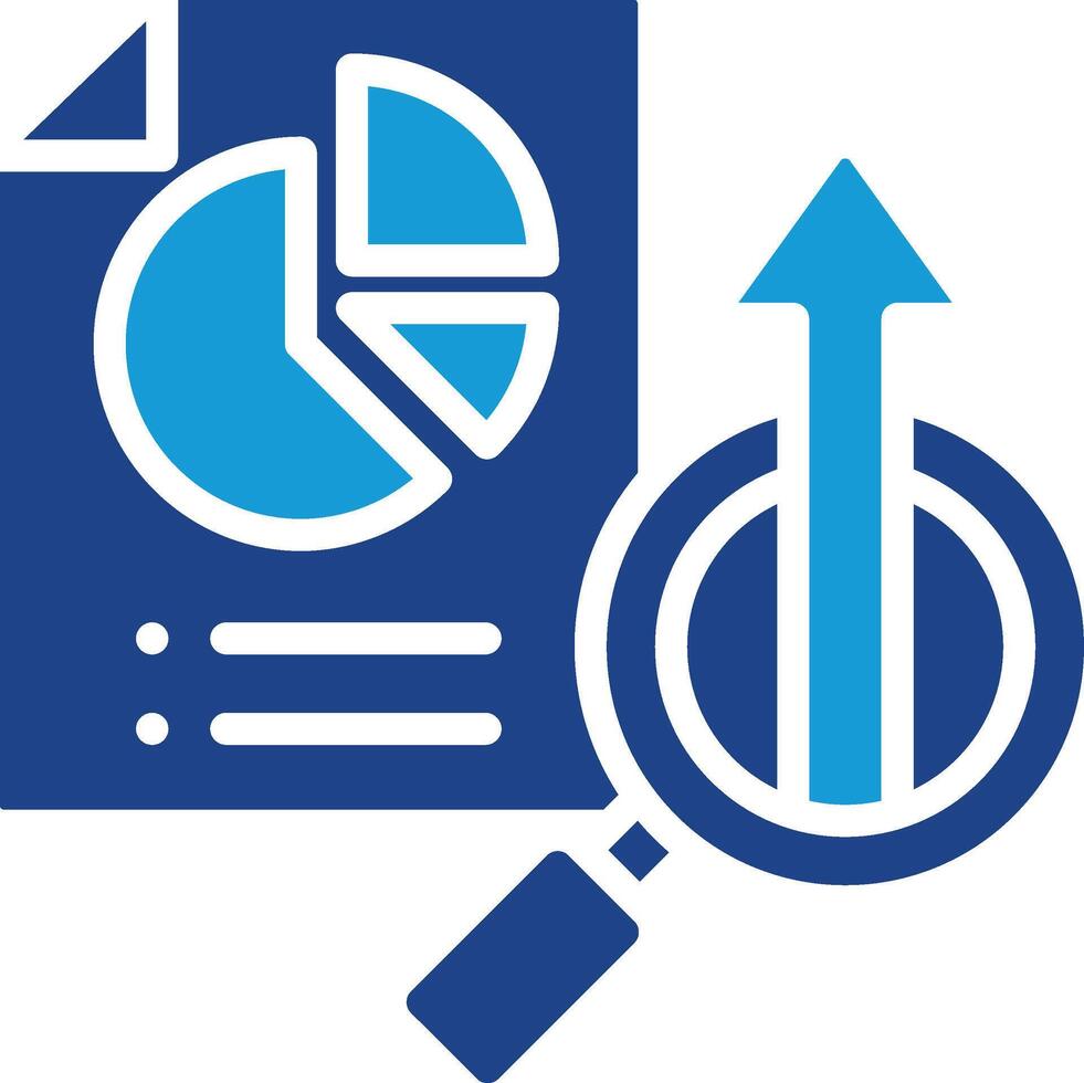 icon represents concepts related to data analysis, market research, evaluation based on findings with the main goal of achieving growth vector
