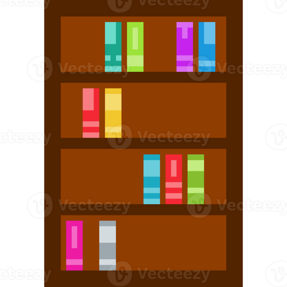 Wooden Bookshelf with Colorful Books. bookshelf in library png