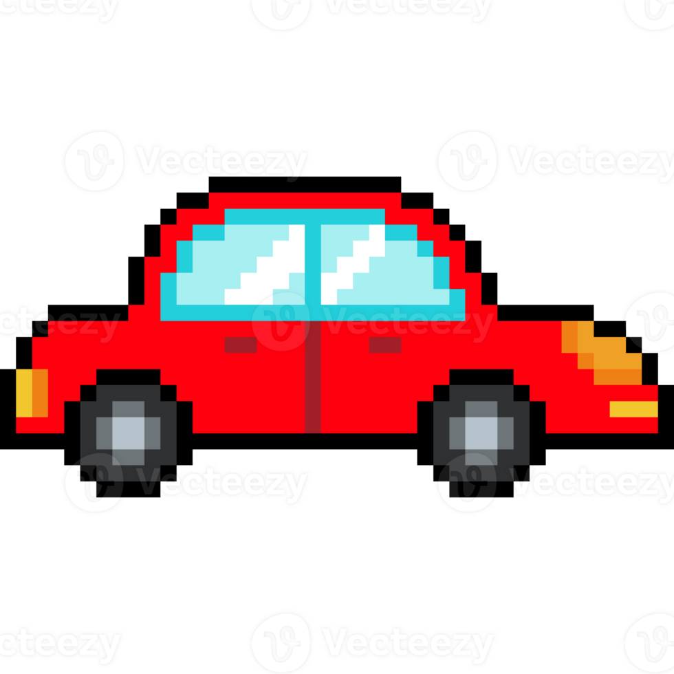 Pixel Art Red Car. Red car cartoon. Retro Style Vehicle for Game Design or 8-Bit Graphics png