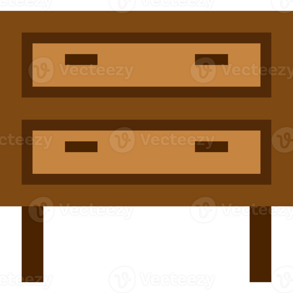 Pixel Art Wooden Dresser with Two Drawers. Retro Furniture Design png