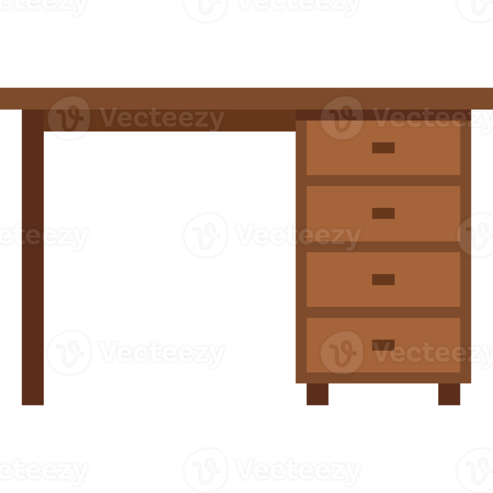 Desk with Drawer on One Side. wooden desk Pixel Art style png