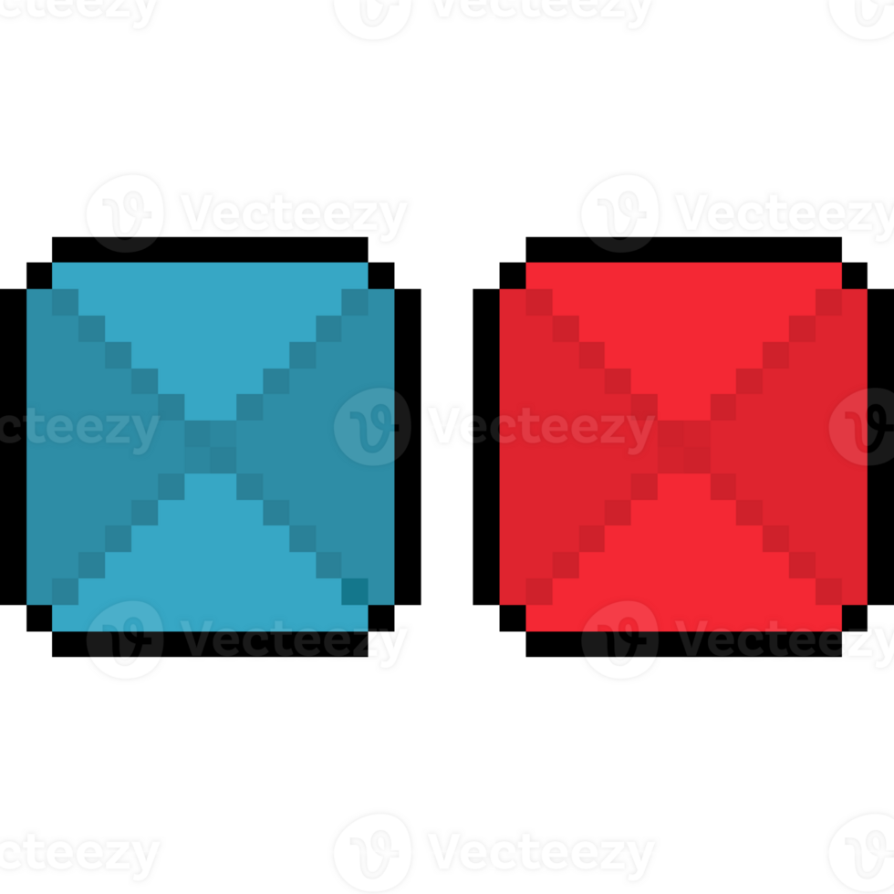 Pixel art Ddakji. Korean traditional folded paper toy in red and blue 8-bit style png