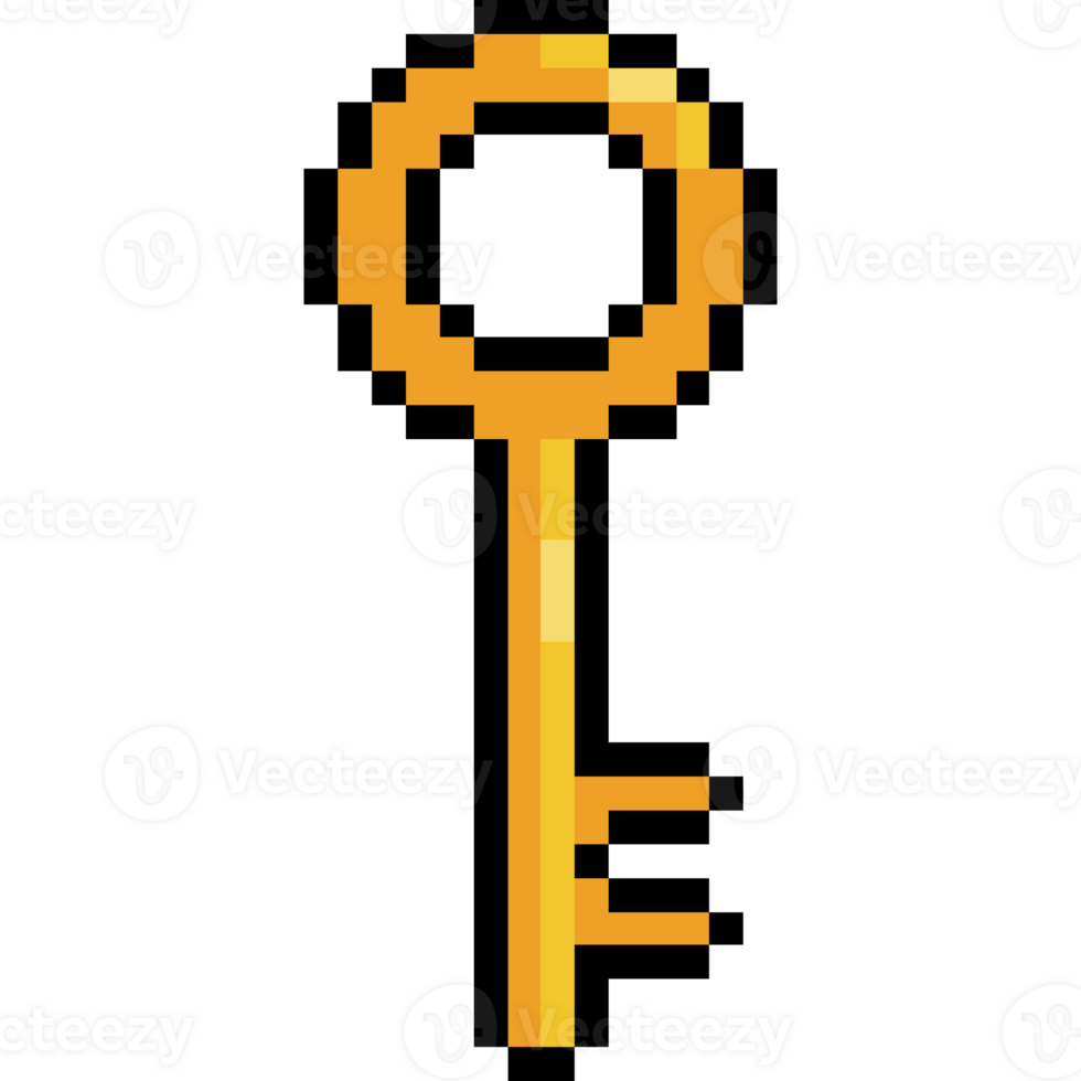 Pixel art golden key. Golden key in arcade game png