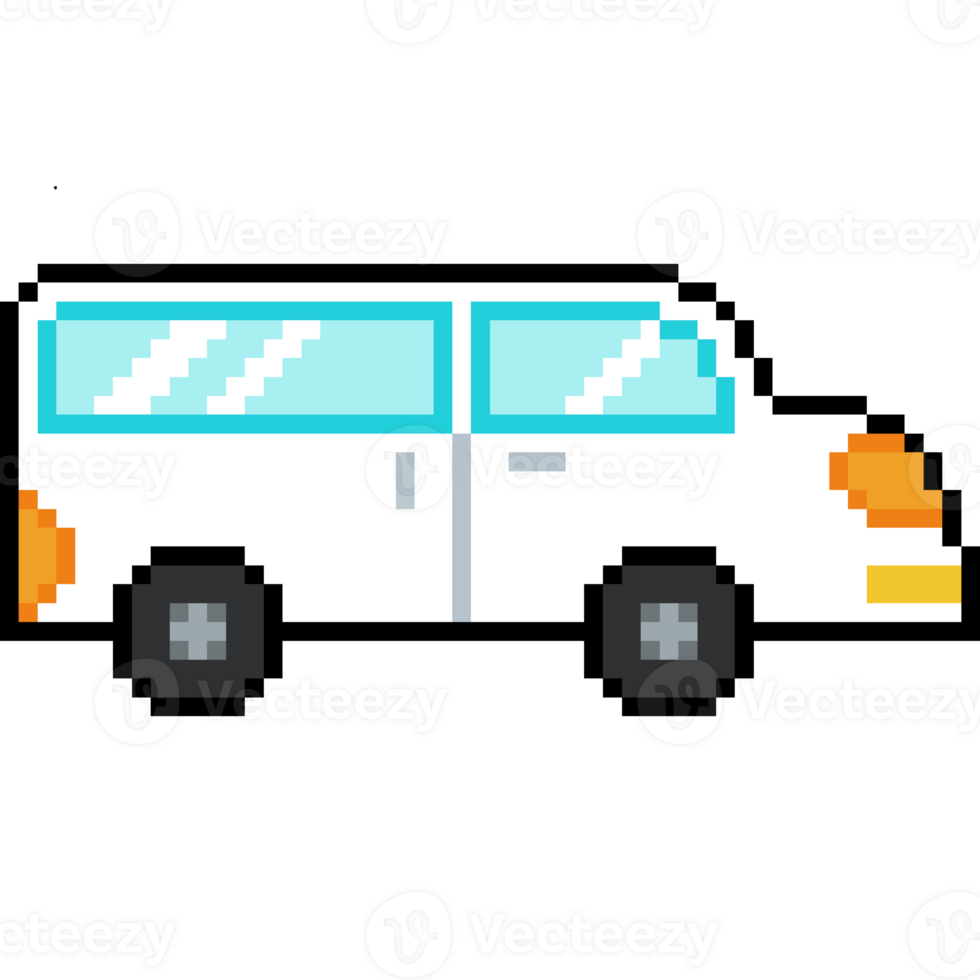 Pixel Art white Van. 8-Bit Style Vehicle for Game or Retro Media png