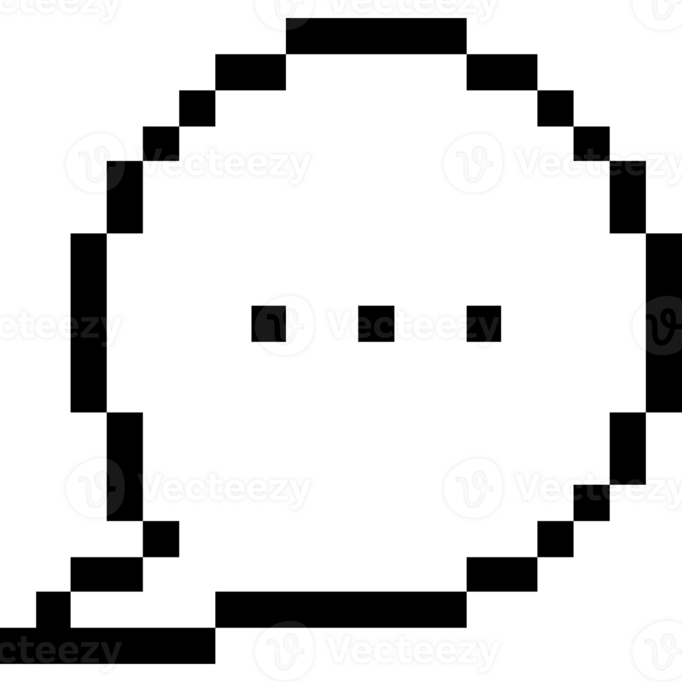 Pixel art bubble chat with 3 dots. Empty speech bubble 8-bit style png