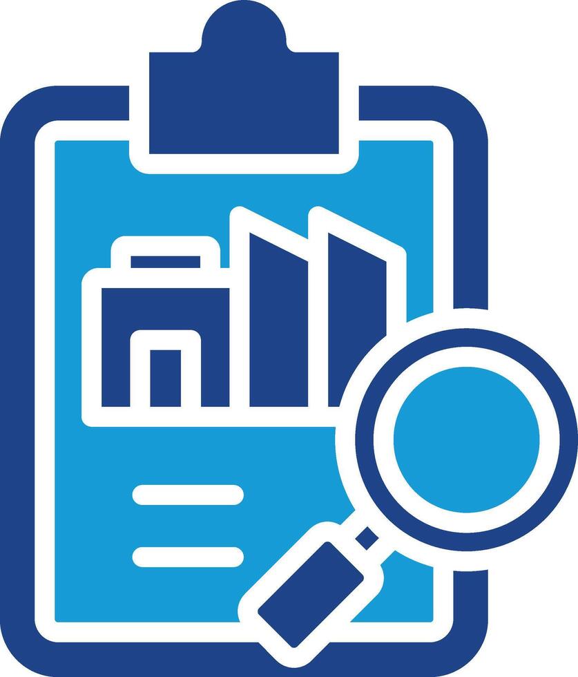 icon of a graphic document and a magnifying glass strongly points to the concept of auditing in the process of verifying and validating vector