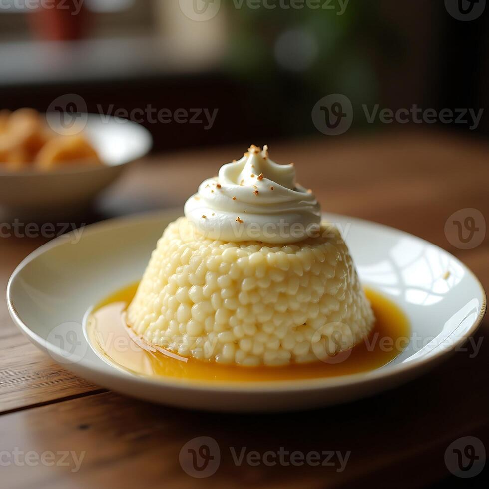 Delicious Tapioca Pudding Dessert with Whipped Cream Topping photo