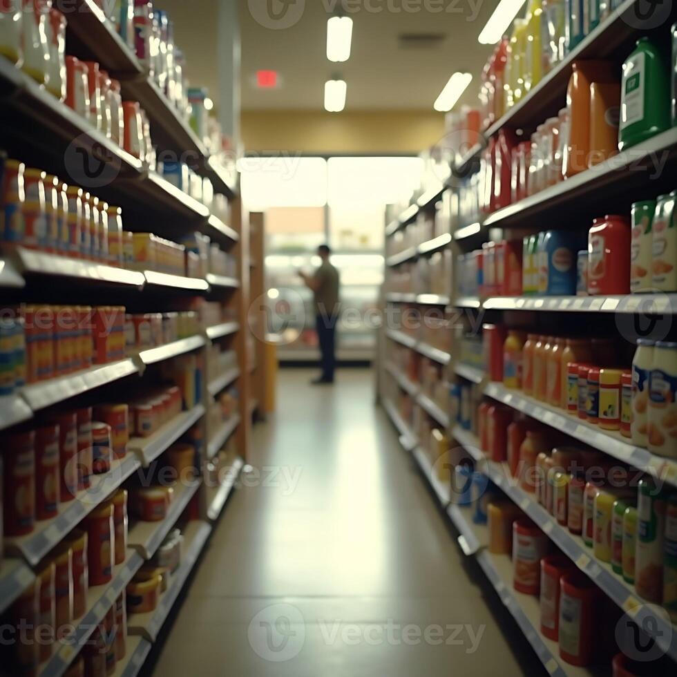 Grocery Shopping Aisle with Person in Background photo