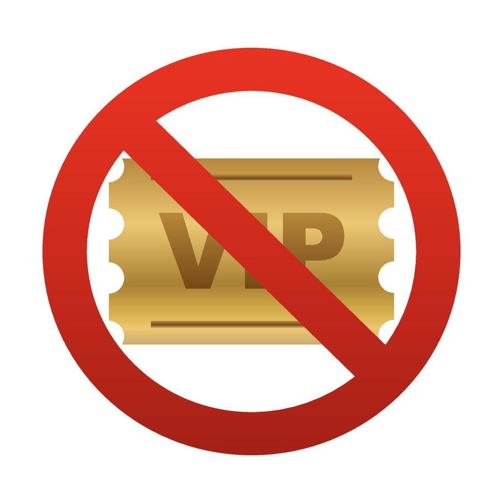 No VIP Access Icon Cancel Golden Ticket Concept. illustration vector