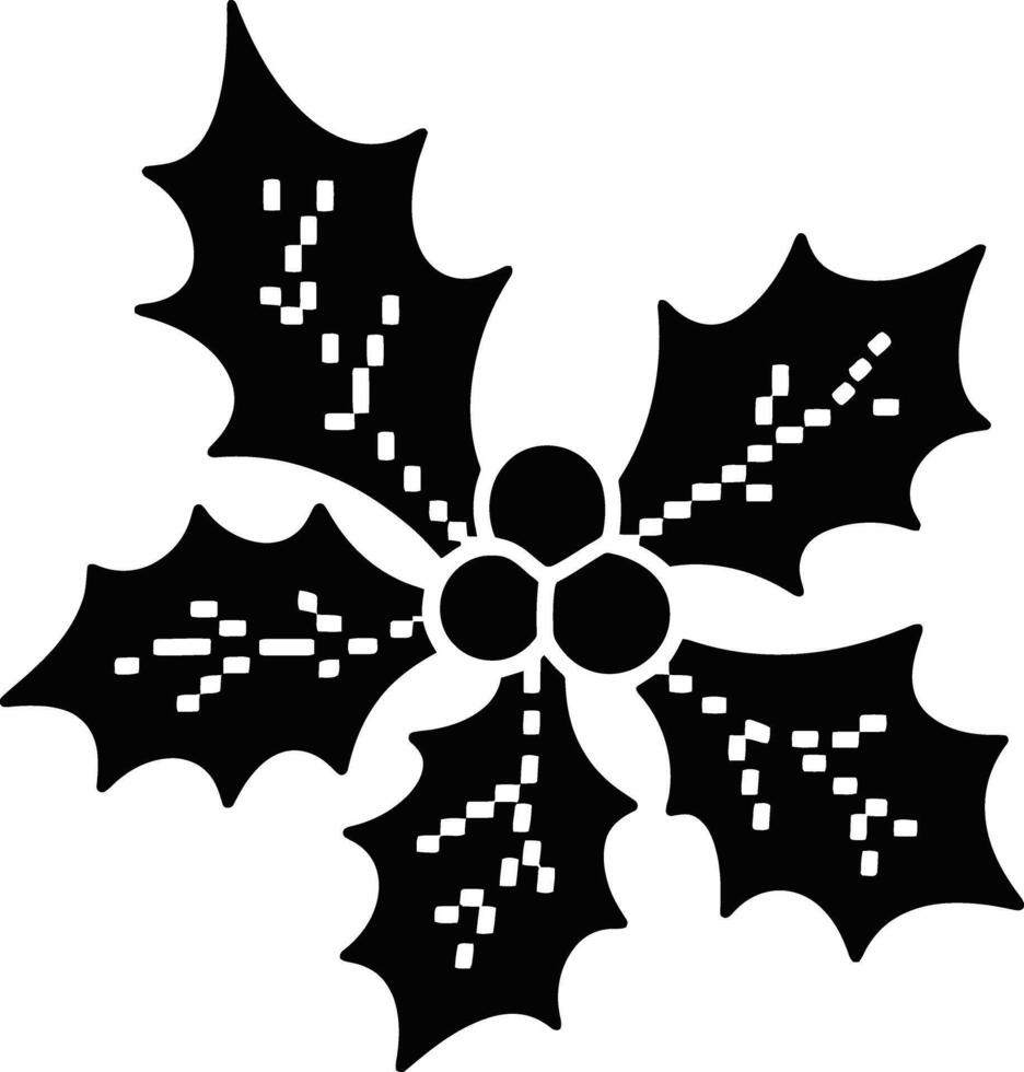 Holly berry sprig silhouette illustration vector