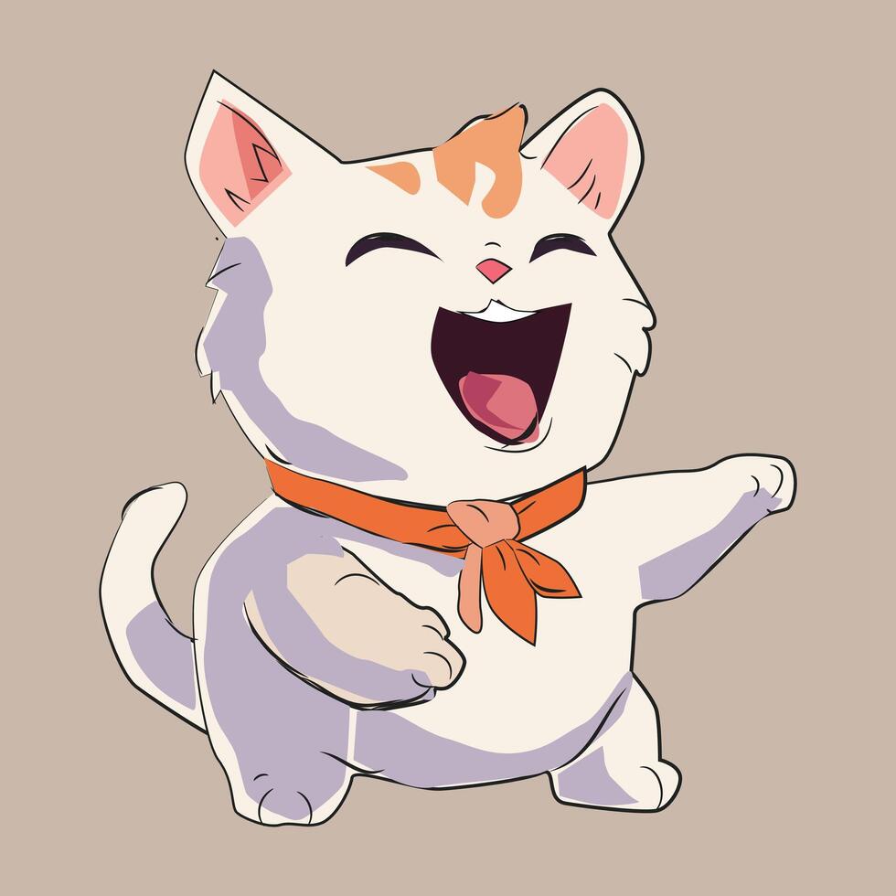 Cute and funny cat laughing vector