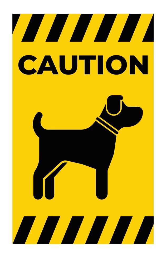 Caution Sign Featuring Simple Black Dog Silhouette on Yellow Background vector