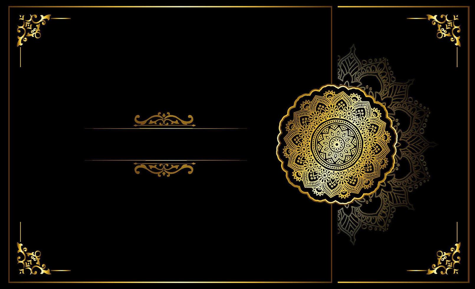 luxury gold invitation card with mandala ornament background vector