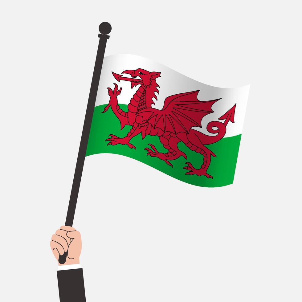 Hand Holding Wales Waving Flag vector
