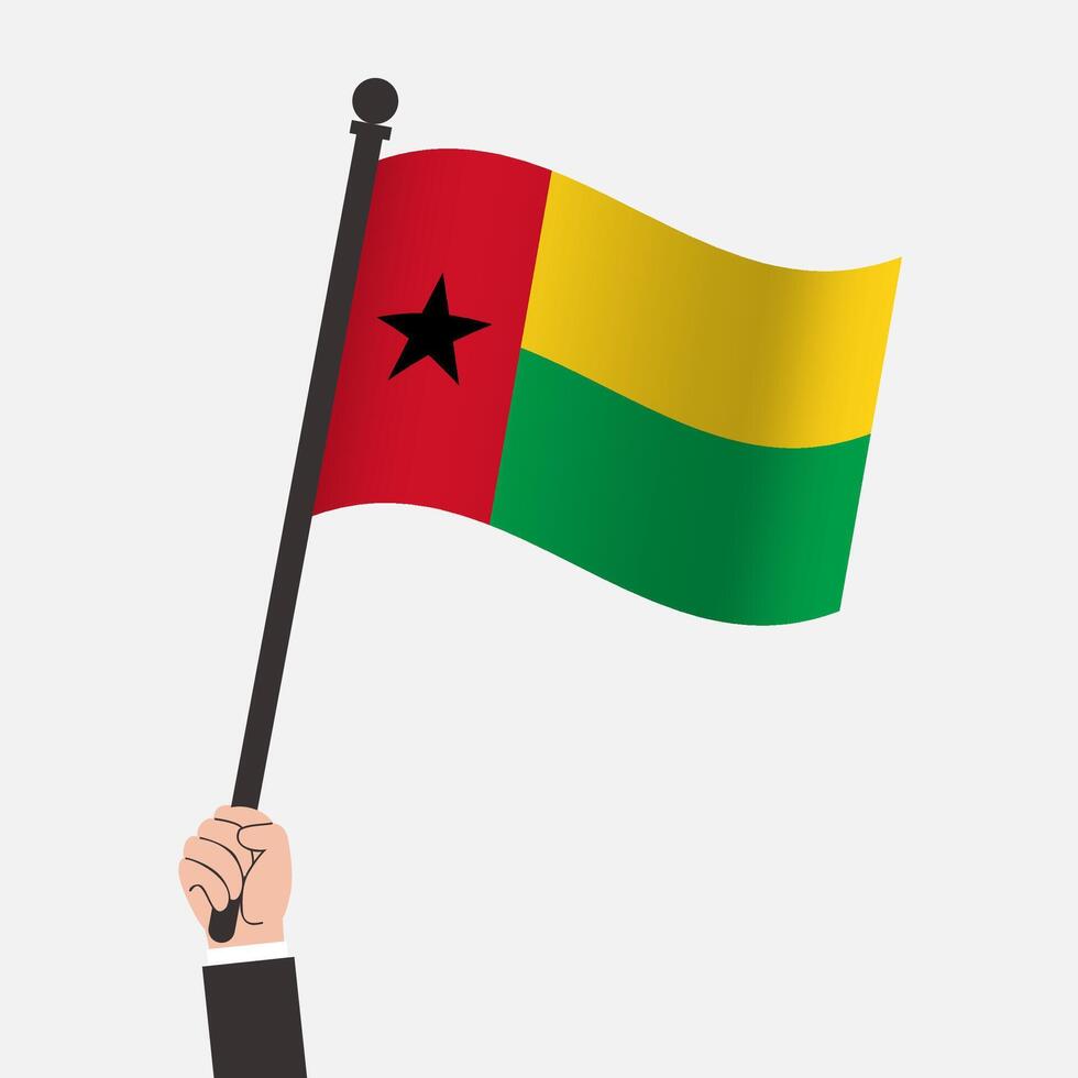 Hand Holding Guinea Bissau Waving Flag vector
