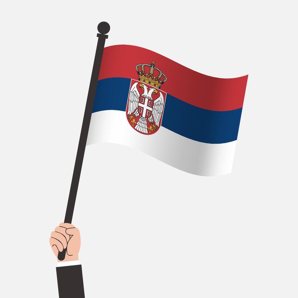 Hand Holding Serbia Waving Flag vector