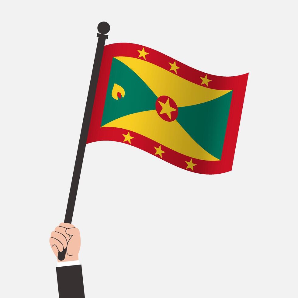 Hand Holding Grenada Waving Flag vector