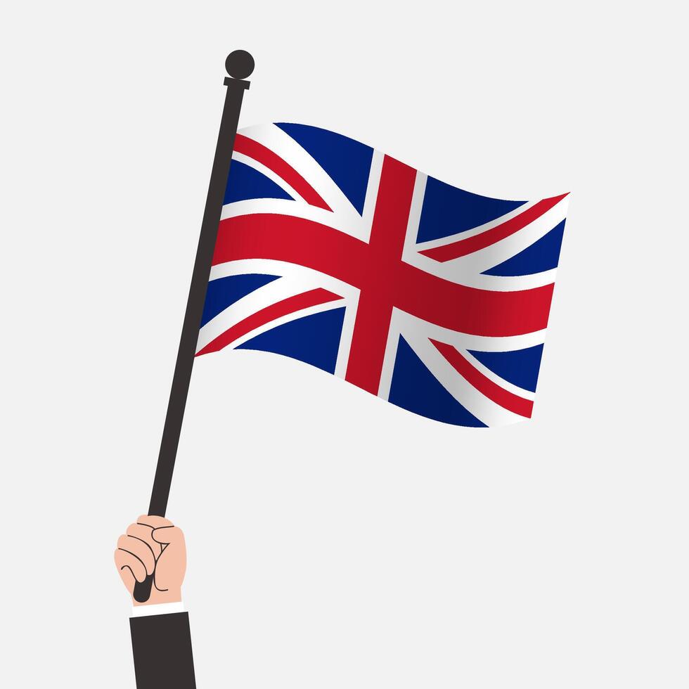 Hand Holding United Kingdom Waving Flag vector